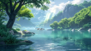 4K护眼绿林河流