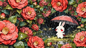 雨中的山茶花