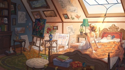 4K 女孩的画室房间