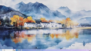唯美水墨山水AI壁纸-桌面主题