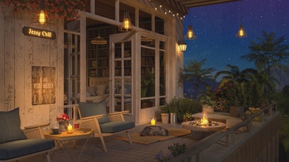 唯美治愈雨夜木屋阳台