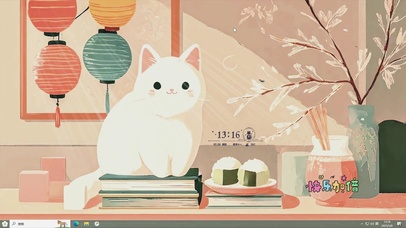 简约AI小猫插画-桌面主题