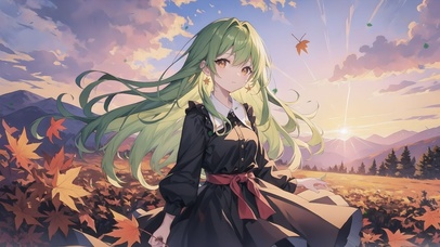 山林红紫，微风落叶