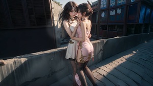 旗袍黑丝美女