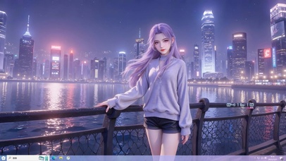 海边夜景少女