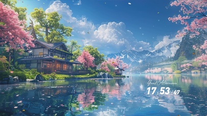 护眼蓝天白云树木