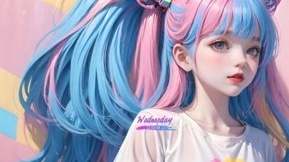 4k彩色头发女孩