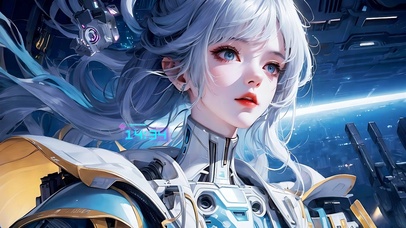 飞船上观望银河的少女