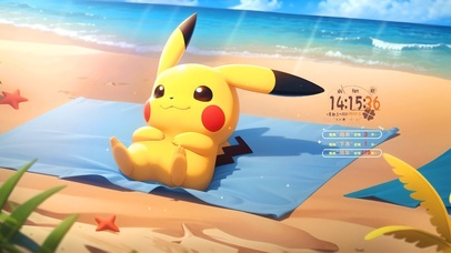 沙滩日光浴皮卡丘