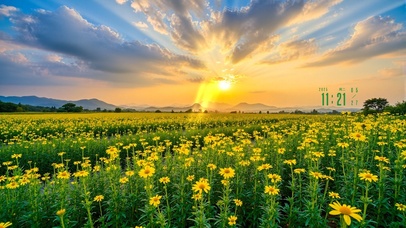 护眼花田落日