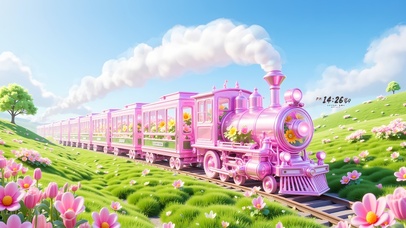 草原粉色火车
