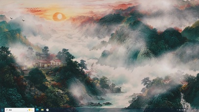 霞山听水吟-桌面主题