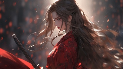 【4K】古风红衣女剑士