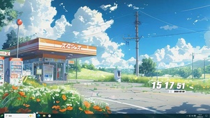 蓝天白云树木桌面主题