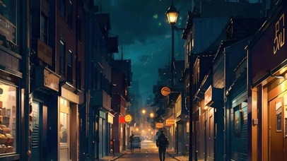 夜晚雨中回家路