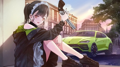 4K 跑车时尚女孩