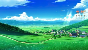 山间稻田村落