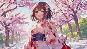 可爱的和服少女