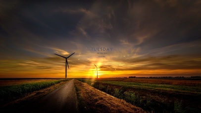 治愈唯美夕阳风车小路·