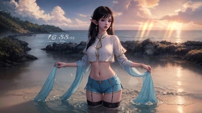 治愈晚霞精灵少女