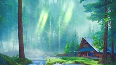 森林绿色护眼小木屋