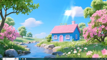 护眼治愈溪流小屋