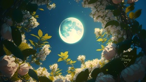 夜空唯美森林月光
