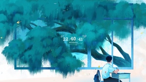 看着窗外