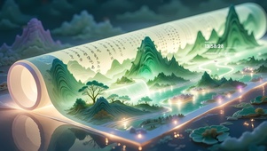 唯美卷轴山水