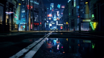 4K赛博朋克城市街道