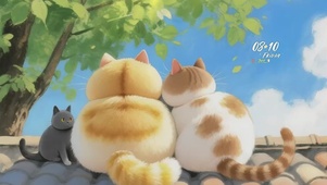 萌猫猫在屋檐