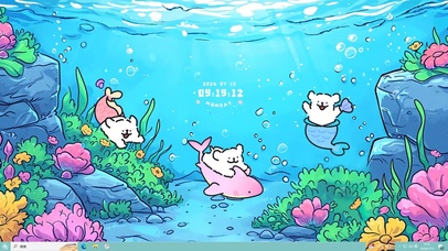 线条小狗海底世界主题