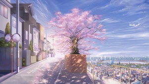 粉色城市风景