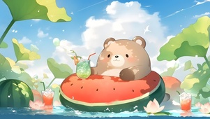 夏日西瓜小熊