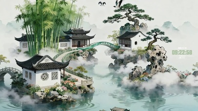 国风竹林庭院山水