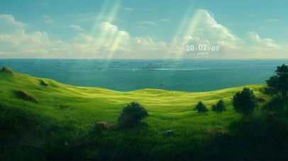 唯美护眼海边绿草