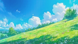 绿色护眼山坡