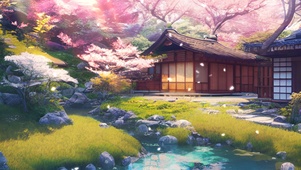 樱花树下小院