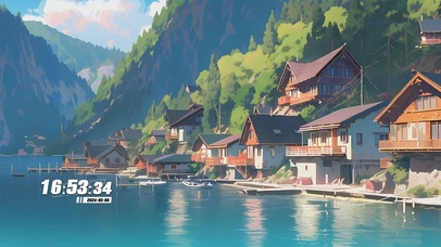 护眼树木房屋景色