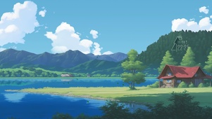 清新湖畔小屋