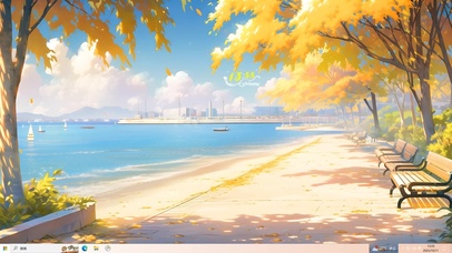 初秋阳光海边森林