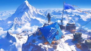 遥望高峰的登山者
