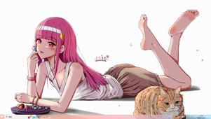 美少女与猫主题壁纸