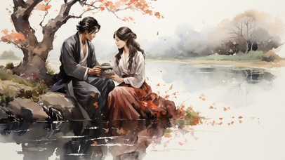 4K 湖光水镜 树下约会