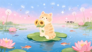 荷叶上的猫咪