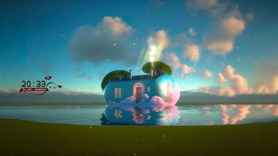 护眼蓝天白云海景