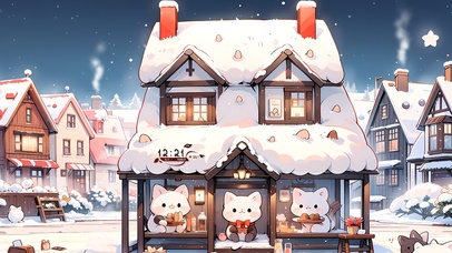 雪中便利店猫咪