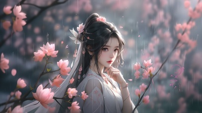 唯美雨中古风美人
