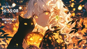 美女与黑猫，万圣之夜