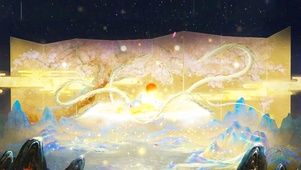 唯美中国风山水屏画